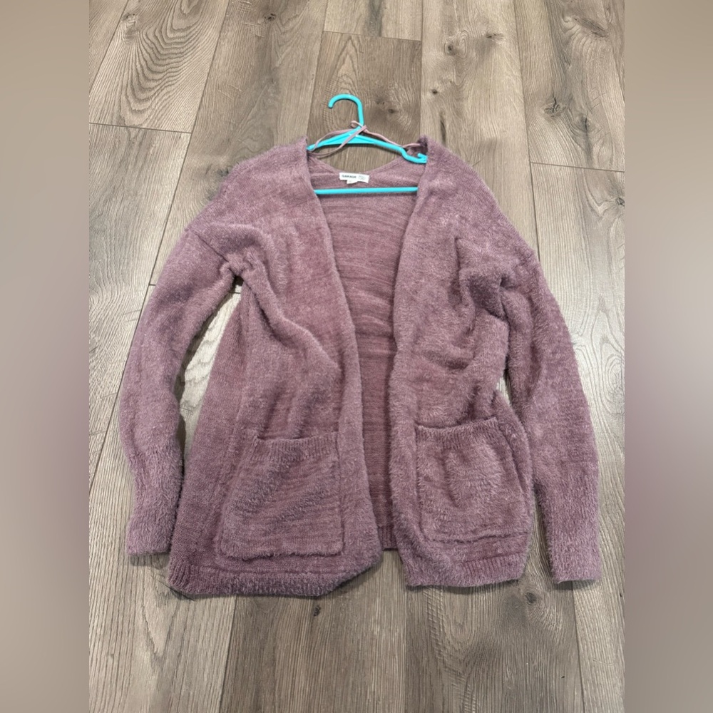 Women’s Garage Brand Purple Fuzzy, Soft Cardigan Size Extra Small/XS